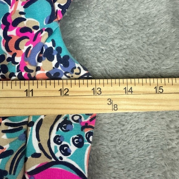 Lilly Pulitzer XS Cap Sleeve Fit Flare Dress Turquoise Pink Floral Print - Picture 8 of 9